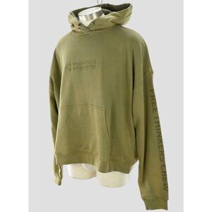 HUDSON Aluminum Green Embossed Logo Cotton Terry Hoodie Sweatshirt XXL NWT